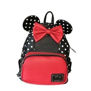 Loungefly Disney Black and Red Polka Dot Mini Backpack